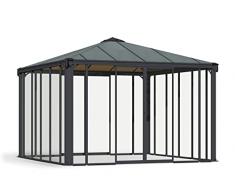 Palram Canopia - Ledro Gazebo da Giardino Chiuso, Struttura in Alluminio con pareti Incluse, capanno da terrazzo (3600, Grigio)