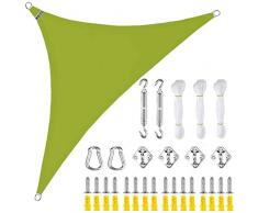 Vela Ombreggiante,Panno Oxford Traspirante Protezione Raggi UV Tenda Vela Triangolare, con Kit Installazione, per Esterni Giardino Verande -yellow-green||2x2x2M