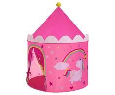 SONGMICS Tenda da Gioco Castello da Principessa per Ragazze, Casetta per Interni ed Esterni, con Borsa da Trasporto, Regalo per Bambini, Rosa e Giallo LPT04PY
