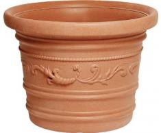 Vaso Tondo Festonato Ø 50Cm in Resina colore Terracotta Doppio Bordo