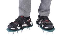 Arieggiatore Prato Scarpe Chiodate, Aeratore Stivali Chiodi in Acciaio Calzatura Scarificatore Manuale Sandalo con Cinturini Regolabili e Fibbie Metallo Professionali Arieggiare per Giardino Cortile