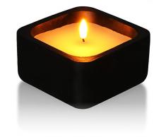 com-four® Candela LED in pietra - Candela LED tremolante per interni ed esterni - Luce datmosfera per serate romantiche (1 candela LED nera)