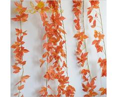 LY/WEY Artificiale della Vite del Foglio Fiore Rattan Foglie di Acero Fai da Te 2 Metri Falso Rattan Wedding Hotel Gazebo Decorazione Domestica Fiore di Seta di Vite (Color : Orange)