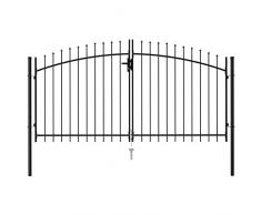 Festnight Cancello a Doppia Anta con Punte in Acciaio, Cancello Giardino, Cancello da Giardino, Cancelletto Giardino, Cancello in Ferro, 3x1,5 m Nero