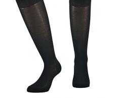 Fontana Calze, 12 paia di calze LUNGHE in puro cotone Filo di Scozia elasticizzate, confortevoli e rinforzate su punta e tallone. Prodotto Italiano. NERO - TG (42-44,5)