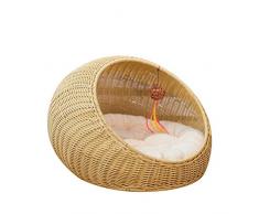 LXHONG Cestino di Vimini per Gatti, Cuccia per Gatti in Vimini, Cestino per Cani in Vimini di Lusso in Salice per Angolo Negozio di Animali PP, Lavabile (Color : Beige, Size : 50X50X35CM)