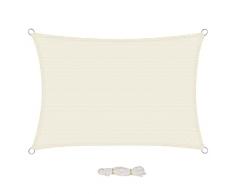 EUGAD Vela Ombreggiante 2 x 3 m, Tenda a Vela in 200 g/m² HDPE , Tende Parasole Rettangolare Protezione Solare Schermo UV, Respirante, per Giardino Terrazzo Balcone, Crema 0200ZYF
