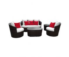 Mobili da giardino in rattan, set di mobili per il giardino con un design arrotondato, di colore marrone e nero Resistente alle intemperie, con telaio in alluminio inossidabile. Cuscino di 10 cm, materiale polyrattan. Set di sedute