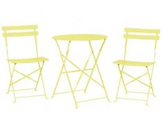 Beliani Set da Esterno 3 pezzi Tavolino 2 Sedile Pieghevoli Metallo Verde Limone Fiori