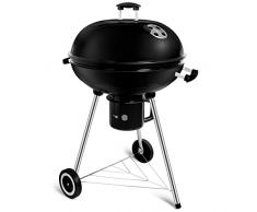 SunJas Barbecue Griglia a Carbone φ 57cm Rotonda Mobile Barbecue da Giardino Portatile, con Coperchio e 2 Ruote - 60 * 57 * 82 cm