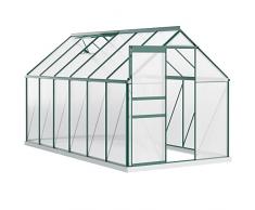 Outsunny Serra da Giardino in Policarbonato 190x375x199cm, con Finestra Apribile e Porta Scorrevole, Struttura in Alluminio, Verde