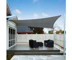 AXT SHADE Tenda a Vela Impermeabile Rettangolare 4 x 5m, Vela Ombreggiante Parasole e Protezione Raggi UV, per Esterni, Cortile, Giardino, Grigio