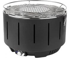 Barbecue a carbonella,Griglia Barbecue Carbone Senza Fumo con Interfaccia Mirco e Ventilatore Incorporato,Ventilato,Tre Minuti di Riscaldamento, per Famiglia, Giardino, Balcone,Campeggi