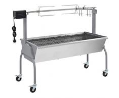 vidaXL Barbecue Griglia Carbonella con Spiedo Girrarosto Elettrico 4 Ruote BBQ