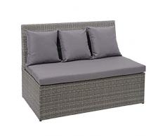 Mendler Divano sofà 2 posti da Esterno HWC-G16 polyrattan Grigio Cuscino Grigio Scuro
