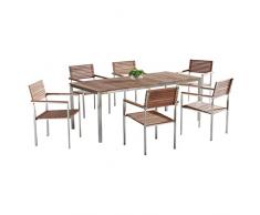 Beliani Set da Giardino in Legno di Teak a Doghe Struttura Metallo 200 x 90 cm Viareggio