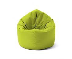 Lumaland Poltrona a sacco | Pouf rotondo 120 x 80 x 75 cm | 2 in 1 per ambienti interni ed esterni | Con imbottitura da 300 l | Impermeabile e robusta [Verde Mela]