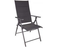 Brubaker Sedia da Giardino Riva - Sedie con Schienale Alto Pieghevole - Schienale Regolabile in 7 Posizioni - Metallo - Resistente alle Intemperie - Grigio