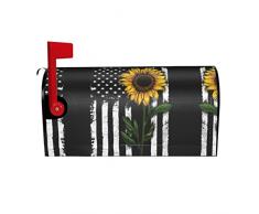 Girasole e bandiera americana stampa mailbox cover,cassetta postale copre formato standard magnetico 18 X21, per giardino esterno decorazioni cassetta postale