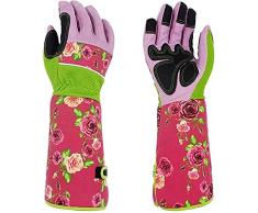 Guanti lunghi da giardinaggio da donna, guanti da potatura in pelle a prova di spine, guanti protettivi lunghi 37 cm, guanti da lavoro per attività in serra e giardino, colore rosa