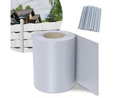 SWANEW Strisce frangivista per recinzione da giardino, 50 m x 19 cm, con 40 clip di fissaggio, in PVC, per recinzione a doppia asta, colore: grigio
