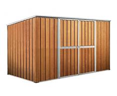 Box in Acciaio Zincato Casetta da Giardino in Lamiera 3.45 x 1.86 m x h1.92 m - 98 KG – 6 metri quadri (FINITURA LEGNO)