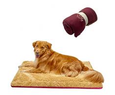 Vivi Bear Cuscino per cane, coperta per cani di auto con corda di stoccaggio, coperta per cani da integratore ed esterno per cani medi e grandi (rosso, 110 x 70 cm)