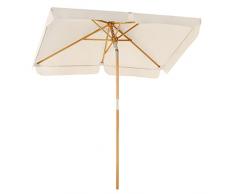 SONGMICS Ombrellone da Balcone di 2 x 1,25 m, Parasole Rettangolare Protezione UPF50+, Palo e Stecche in Legno, Inclinabile, Base Non Inclusa, per Terrazzo Giardino Patio, Beige GPU26BE