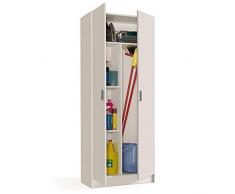 MarinelliGroup Armadio Multiuso armadietto Mobile Bagno casa Garage 2 Ante 5 Ripiani Bianco 73 X 37 X 180
