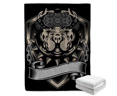 coperte plaid flanella Pitbull indossa le mani incappucciate coperte stampa animali feroci coperta comoda per tutte le stagioni coperta da divano adulti regalo di natale decorativo 80x120 cm