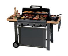 CAMPINGAZ Barbecue Gas Adelaide 4 Classic Deluxe Extra – Griglia & Piastra in ghisa per BBQ, 4 Bruciatori a gas, coperchio acciaio inox