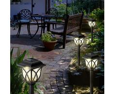 Görvitor Lampada Solare da Esterno, 6 Pcs IP65 Impermeabile Lampade Solari da Giardino, Bianco Caldo LED Luce Solari Esterno Giardino Lampione Terra Balcone Decorazione