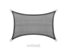 EUGAD Vela Ombreggiante 2 x 4 m, Tenda a Vela in 200 g/m² HDPE , Tende Parasole Rettangolare Protezione Solare Schermo UV, Respirante, per Giardino Terrazzo Balcone, Grigio 0183ZYF