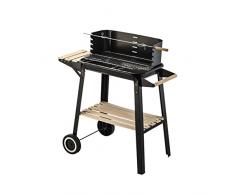 Dc Casa Barbecue a Carbonella Rettangolare con Ruote 83 X45.5 X 87 Cm Bbq Grill Trasportabile,per Vacanze e Campeggio