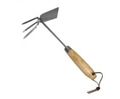 Xclou 341 450 - Coltivatore 2 in 1, in acciaio inox, manico in legno