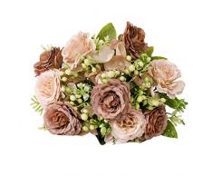 tinysiry Peonia Rose Fiore Finto Artificiale, Seta Peonia Rosa Mazzo Di Ortensie Matrimonio, Decorazioni Per Feste, Rosa Finta Con Foglie Verdi Per Fai Da Te Caffè