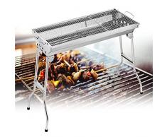 BIWASimple Griglia in Acciaio Inossidabile, Barbecue Alto Pieghevole da Viaggio Portatile, Barbecue, Griglia a Carbone con Gambe, per Cucinare Allaperto, Campeggio, Escursionismo, Picnic