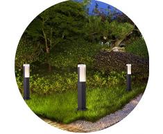Topmo-plus LED lampade da giardino Esterno/illuminazione da giardino/Palo da giardino / 7W bridgelux COB Luce da Esterno Terra alluminio/acrilico IP65 aiuole/sentieri 3000K 30cm Grigio