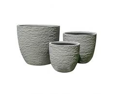 Set Di 3 Vasi Grigio Chiaro Per Esterno Giardino, Portico, Ristorante, Gelateria Bar Hotel Albergo Piscina