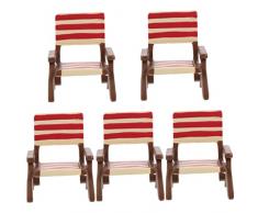 Operitacx 5 Pezzi Mini Sedia da Spiaggia Statua Decorazione Mini Sedia In Miniatura Cose In Miniatura Piccola Sedia Da Spiaggia Sedia Decorazione Piccolo Tavolo Sedie Casual Resina Lettino Accessori