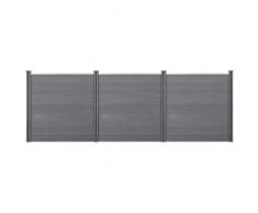 neu.holz Steccato per Giardino Recinzione Staccionata WPC 183 x 531 cm 4 Colonne 27 Doghe Grigio