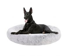 HMTOPE Letto per Cani Cuccia Gatto Cane Cane letto rotondo cane cuscino cane divano gatto letto Donut Cosy cane cestino lavabile (120 × 120 × 20cm, Grigio chiaro)