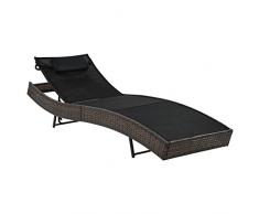 Tidyard Lettino,Sdraio,Prendisole,Reclinabile,in Polyrattan,213x70x(40-91,5) cm,Lettino da Giardino Rattan,Sdraio da Giardino Rclinabile Rattan,Lettino da Sole Singolo in Rattan,Lettino da Esterno
