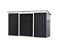 Outsunny Casetta da Giardino Porta Utensili in Lamiera di Acciaio, Capanno da Giardino in Acciaio con Porte Scorrevoli, 280x130x172cm, Grigio-Nero