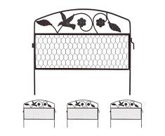 Relaxdays Recinzione da Giardino, Set da 4 Bordure H x L: 41 x 48,5 cm, Recinto Decorativo, in Metallo, Marrone Scuro