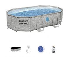 Bestway 56946-4 Piscina fuori terra ovale Power Steel Swim Vista II da 4.88 m x 3.05 m x 1.07 m