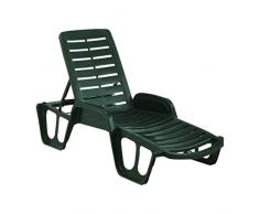 Mondo Viro Lettino prendisole in resina con schienale reclinabile per piscina e giardino (Verde)