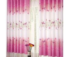 Asdomo Farfalla Fiori Stampato Finestra Tende, Girls Room Tenda Pannelli per Soggiorno e Camera Bambini Stanza Tenda da Doccia per Camera da Letto, 1 Pannelli (1 m x 2 m), Poliestere, 1 Panel, 1x2m
