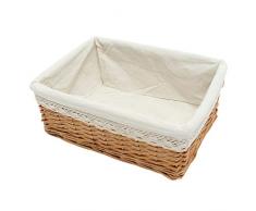 Yardwe Cestino portaoggetti in Vimini con Fodera Bianca, Grande Cestino portaoggetti per casa, Ufficio, Giocattoli, Vestiti, cameretta dei Bambini (M)