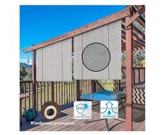 LIJINBO Vela Ombreggiante Tenda Da Sole,Tenda A Rullo Per Esterni, Persiane Avvolgibili Antivento Che Filtrano La Luce 90% Schermo Per La Privacy Del Gazebo Per Veranda, Patio, Terrazza, Balcone, Priv